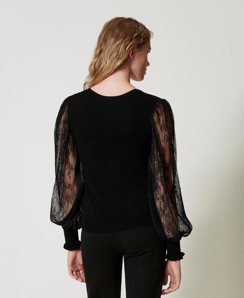 Scee by twin set Maglia doppio uso con maniche in pizzo Rilascio limitato
