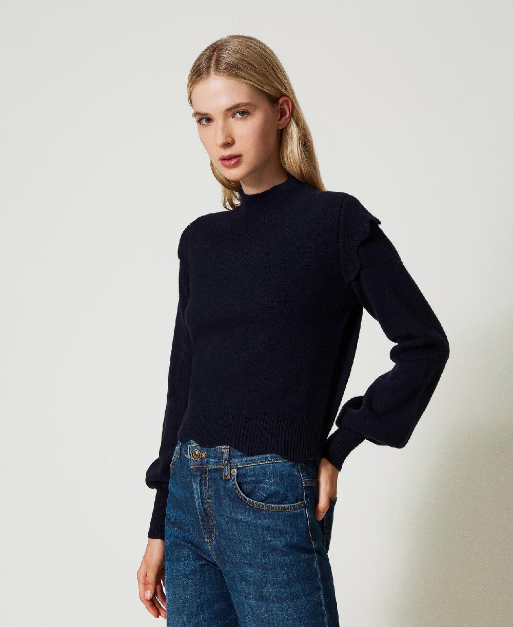 Scee by twin set Maglia in lana e cashmere con smerli Ultimi tre giorni
