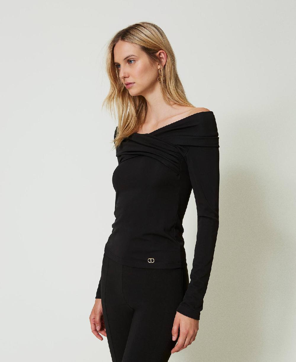 Scee by twin set Blusa con scollo arricciato Ultimi due giorni