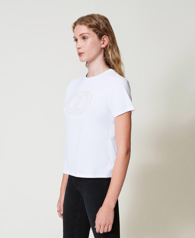 Scee by twin set T-shirt con ricamo logo Oval T Offerta speciale della fabbrica