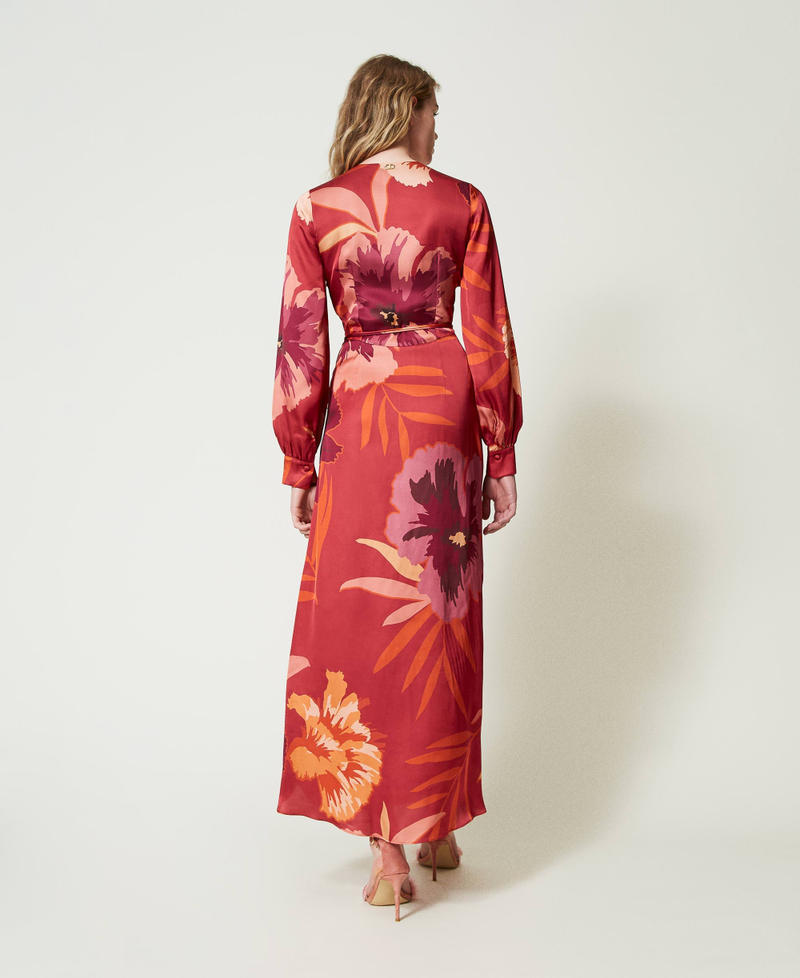 Scee by twin set Abito lungo in raso a fiori Discount Store per i nuovi prodotti