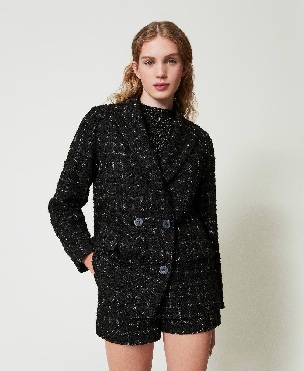 Scee by twin set Giacca blazer bouclé a disegno check Trasporto libero internazionale