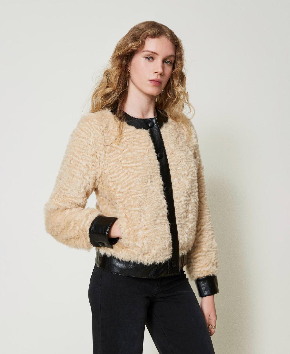 Scee by twin set Giacca boxy in faux fur Officina
