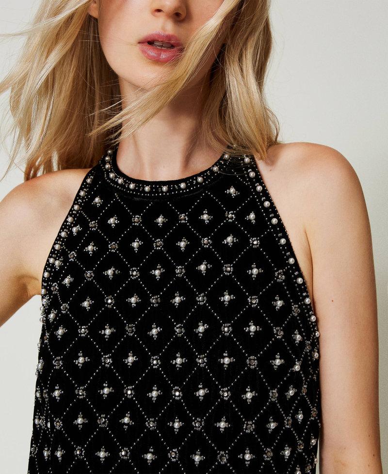 Scee by twin set Abito corto halter in velluto ricamato Limitato a 3 giorni