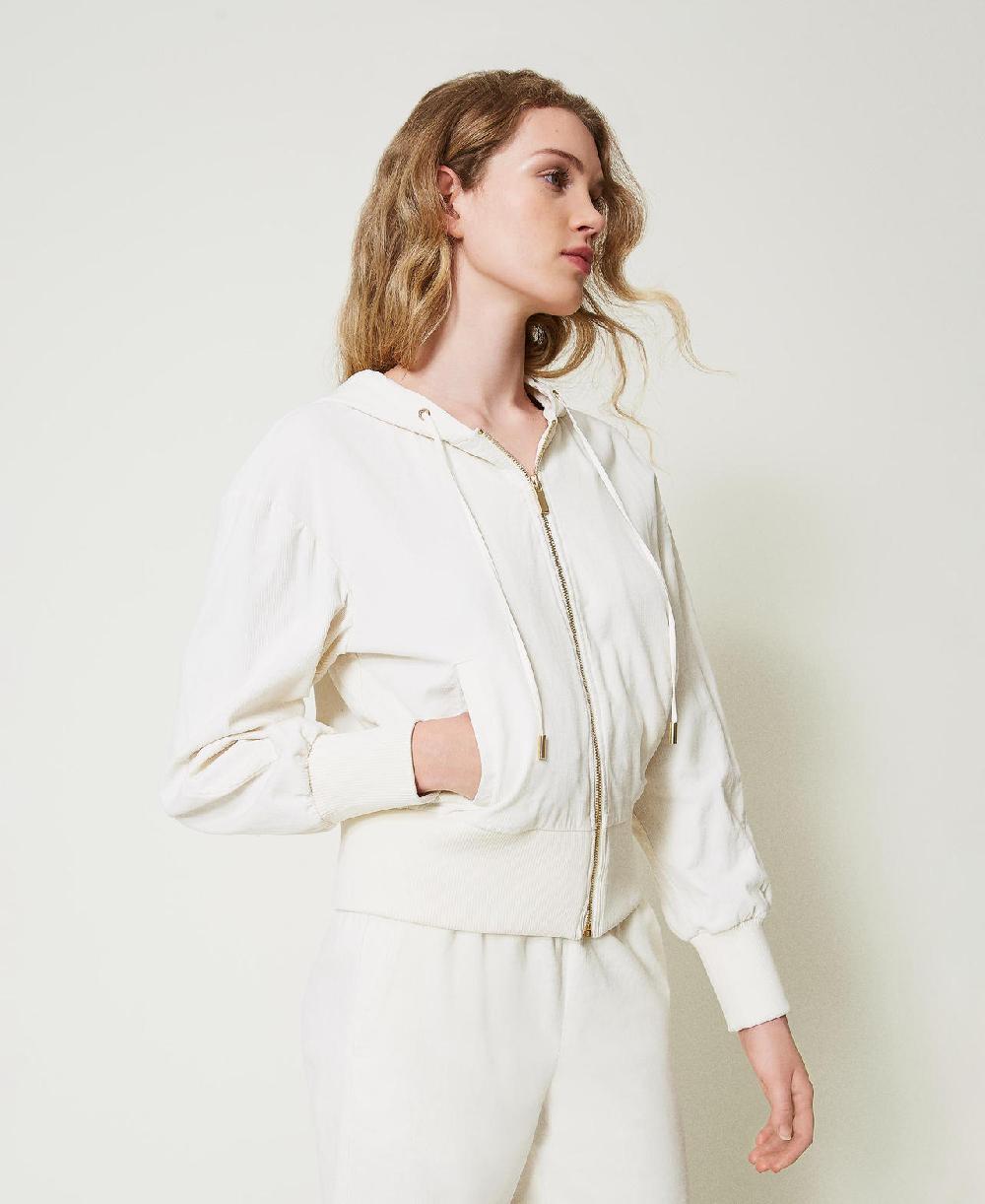 Scee by twin set Felpa in velluto con cappuccio Esporta salva