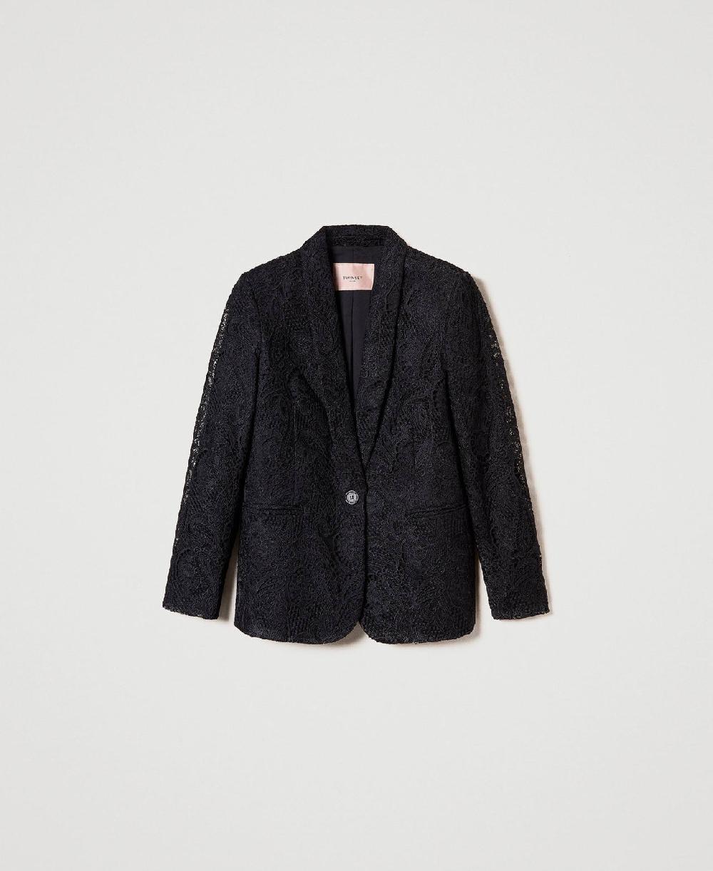 Scee by twin set Giacca blazer in pizzo macramè In vendita