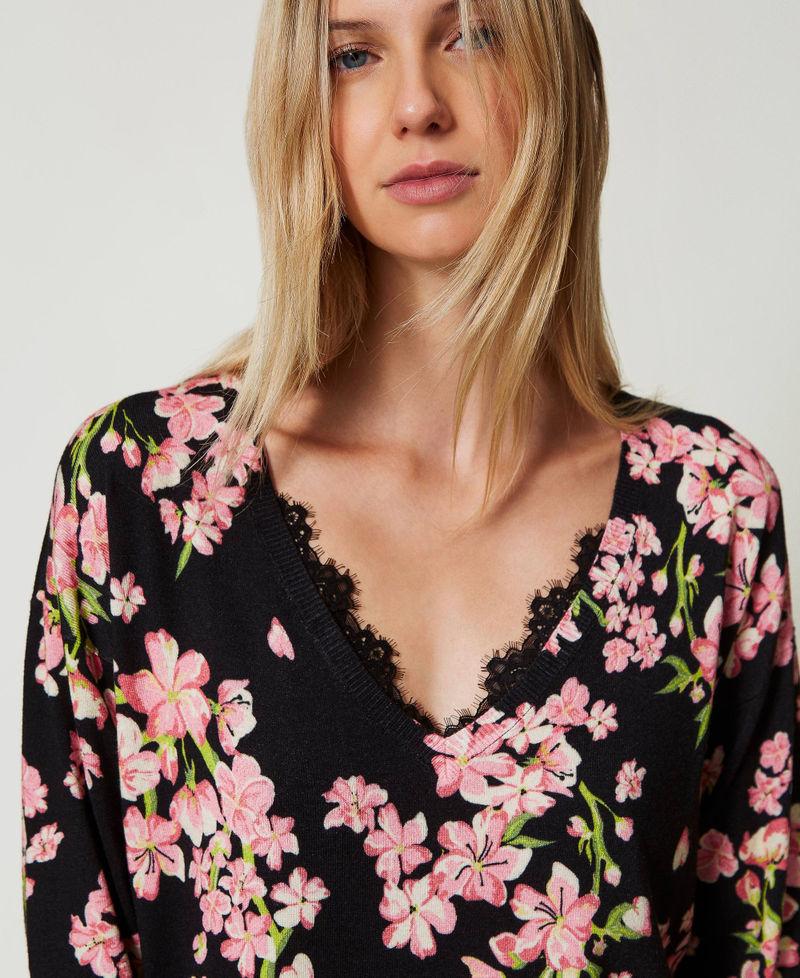 Scee by twin set Maglia con stampa a fiori e pizzo 50% di sconto per tempo limitato