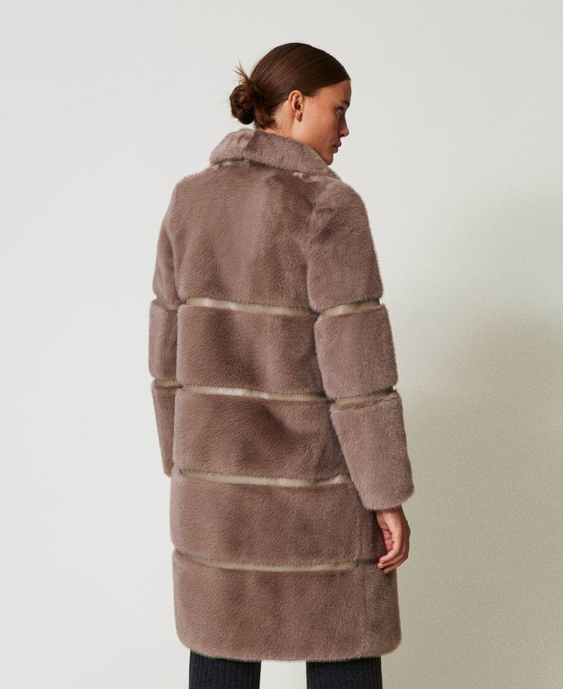 Scee by twin set Cappotto in faux fur con intarsi Italia