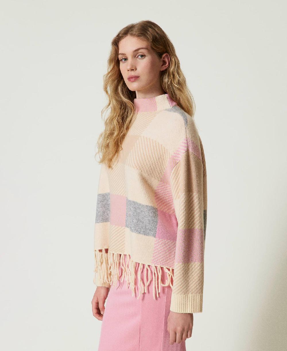 Scee by twin set Maglia jacquard con frange Nuovo
