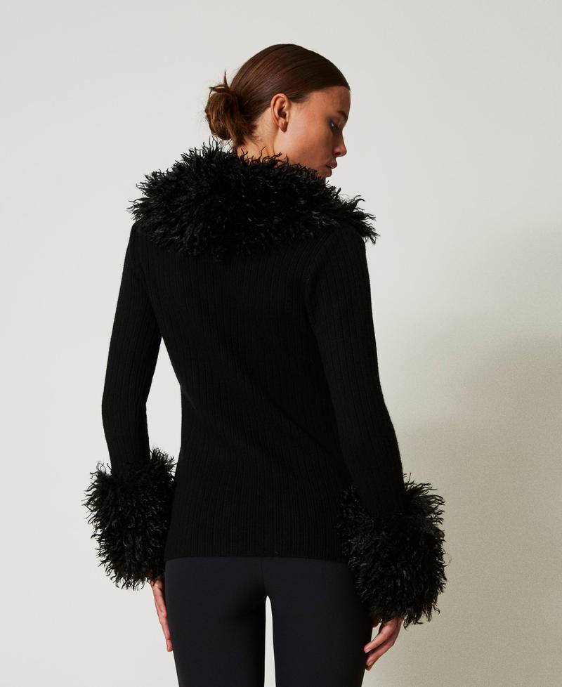 Scee by twin set Cardigan in misto lana e faux fur Qualità