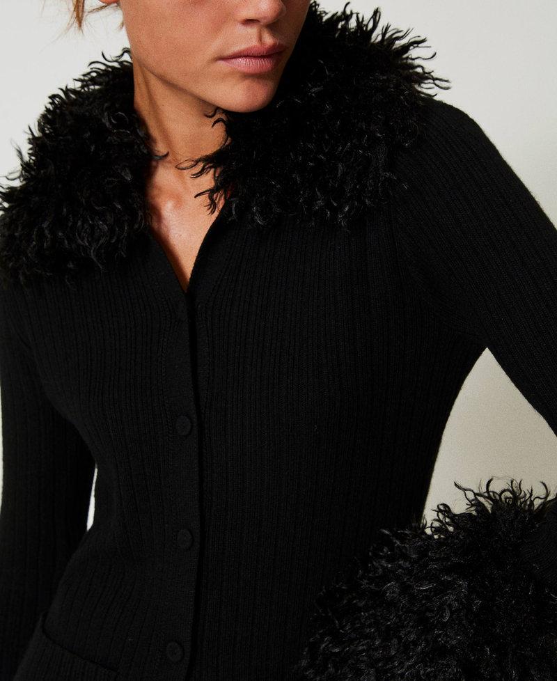 Scee by twin set Cardigan in misto lana e faux fur Qualità