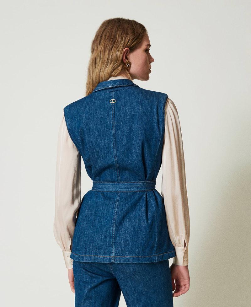 Scee by twin set Gilet in jeans con cintura Vendita