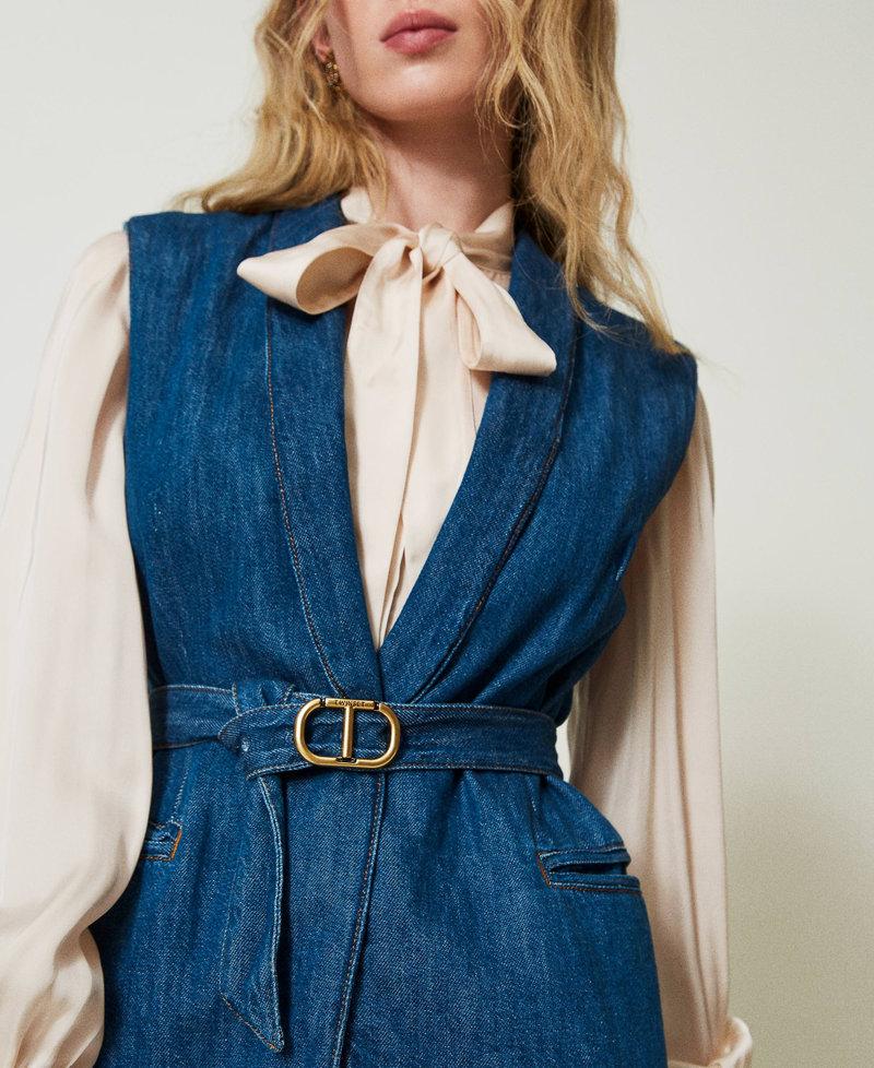 Scee by twin set Gilet in jeans con cintura Vendita