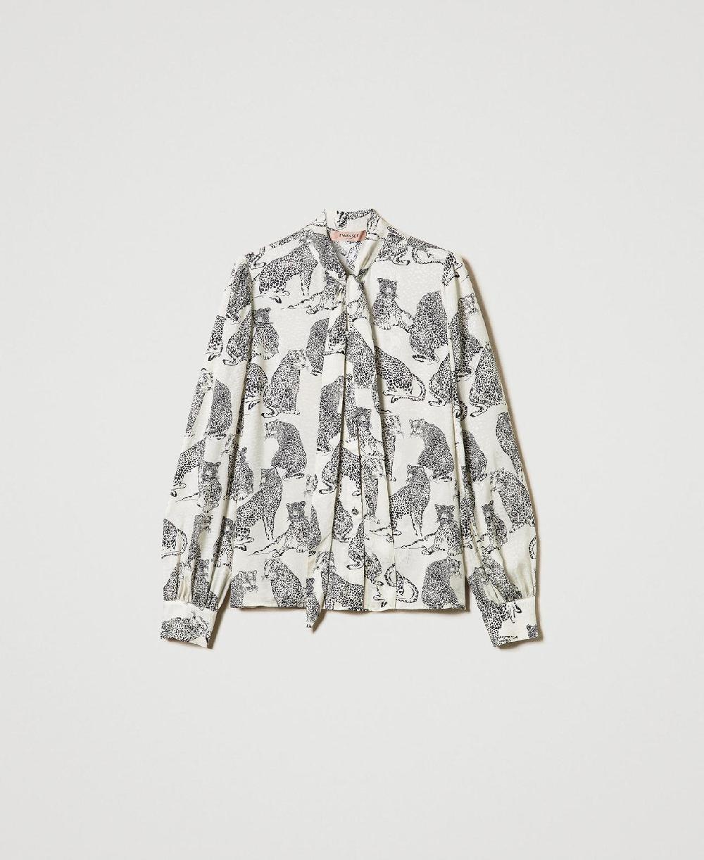 Scee by twin set Camicia jacquard con stampa giaguaro Promozione