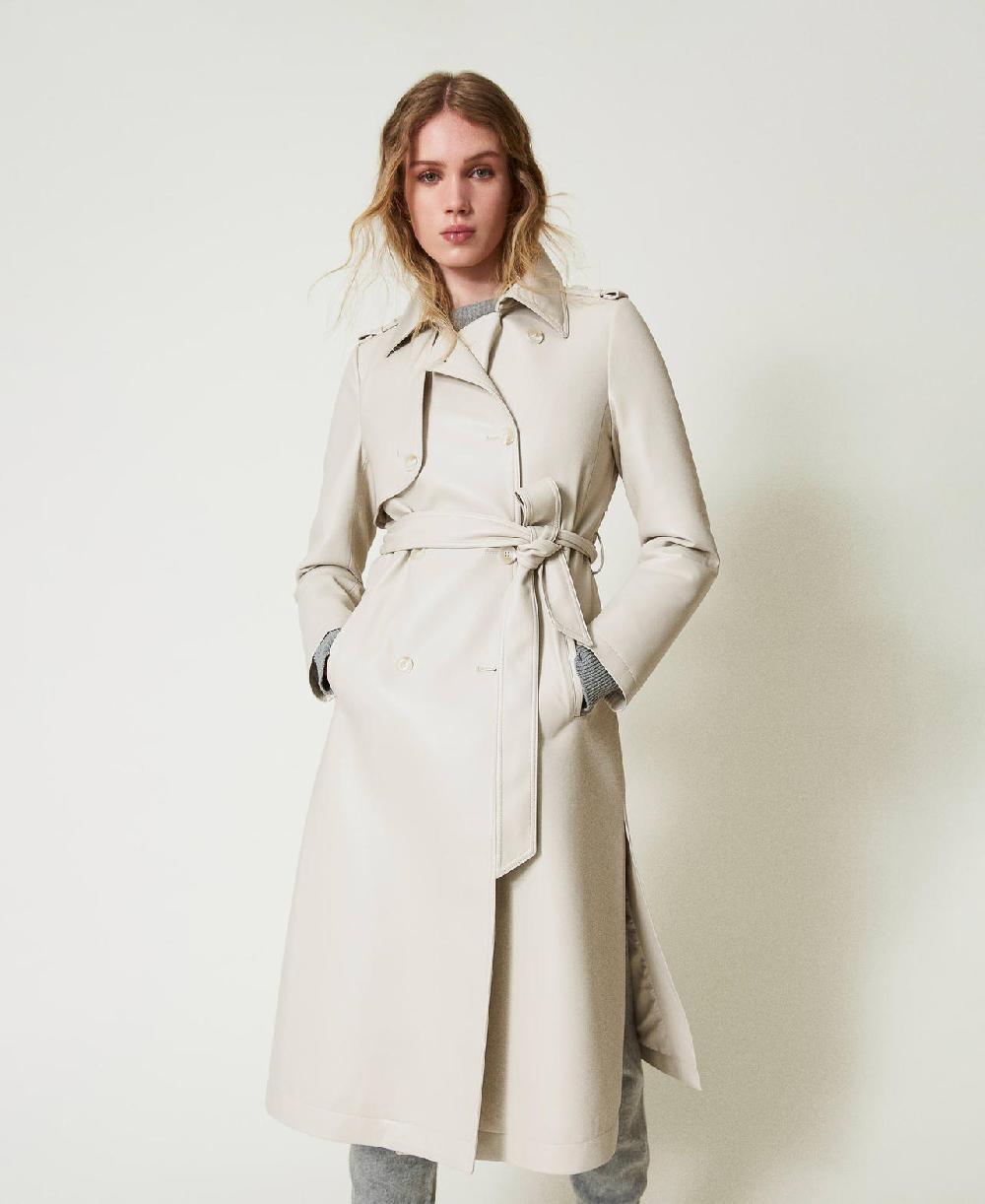 Scee by twin set Trench lungo spalmato con cintura Soddisfazione Garantita