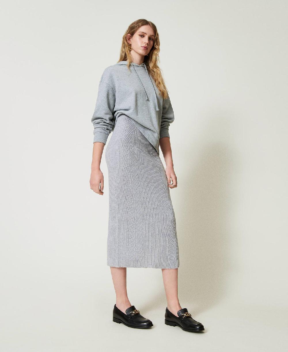 Scee by twin set Gonna longuette in maglia misto lana e lurex Promozione Limitata