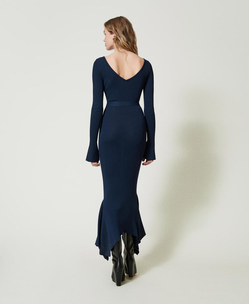 Scee by twin set Abito longuette in maglia con cintura e volant Fino Al -60%