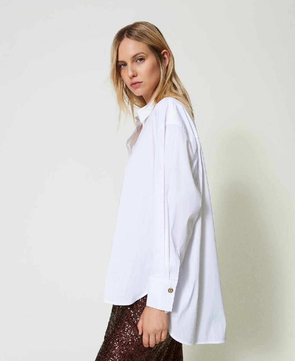 Scee by twin set Blusa a polo in popeline Prezzo Ridotto