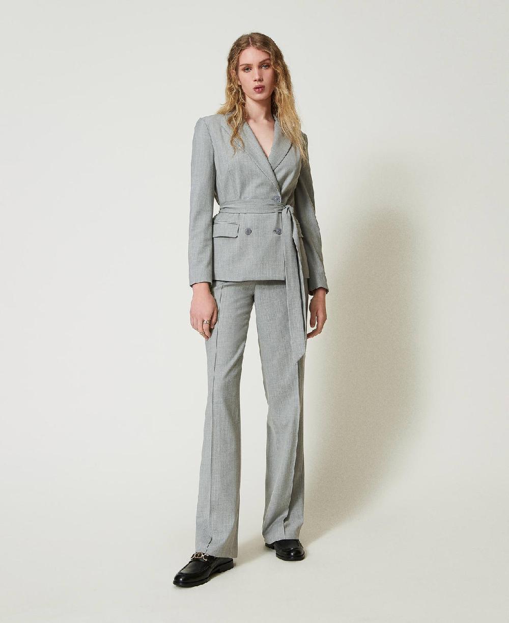 Scee by twin set Pantaloni in misto lana con piega Offerta