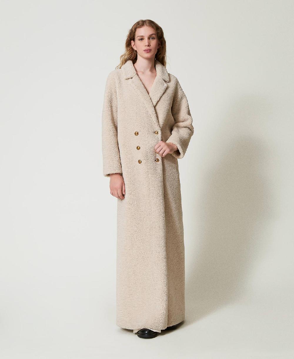Scee by twin set Cappotto lungo doppiopetto in faux fur Economico