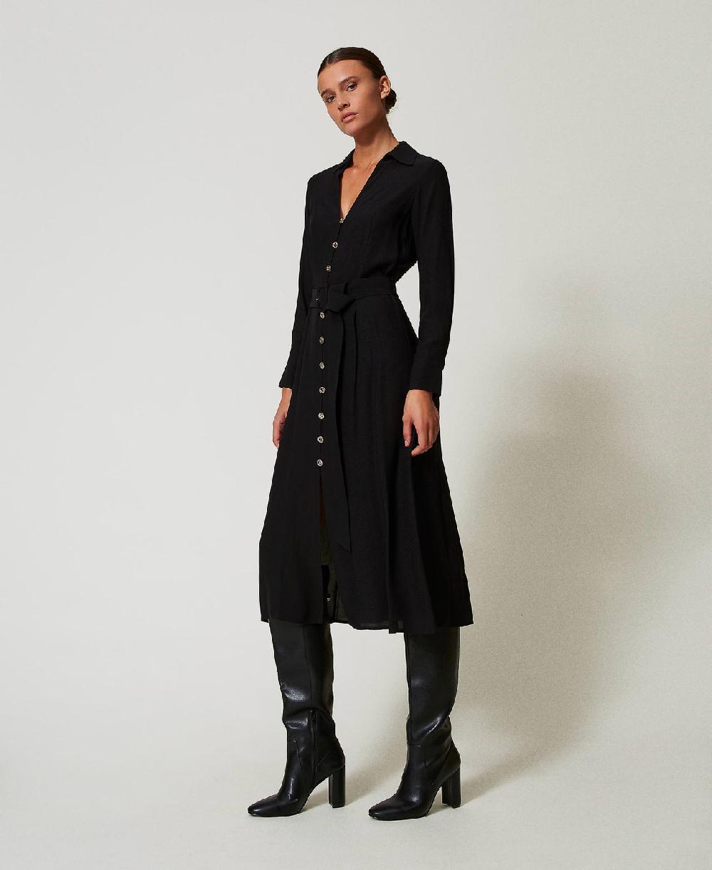 Scee by twin set Abito lungo chemisier in crêpe georgette Online