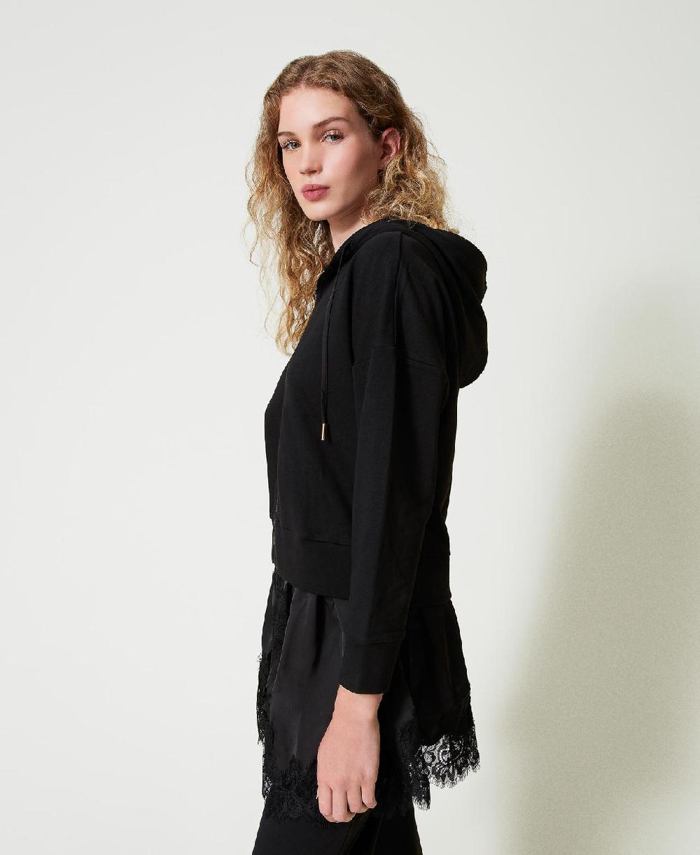 Scee by twin set Felpa con raso e pizzo Saldi