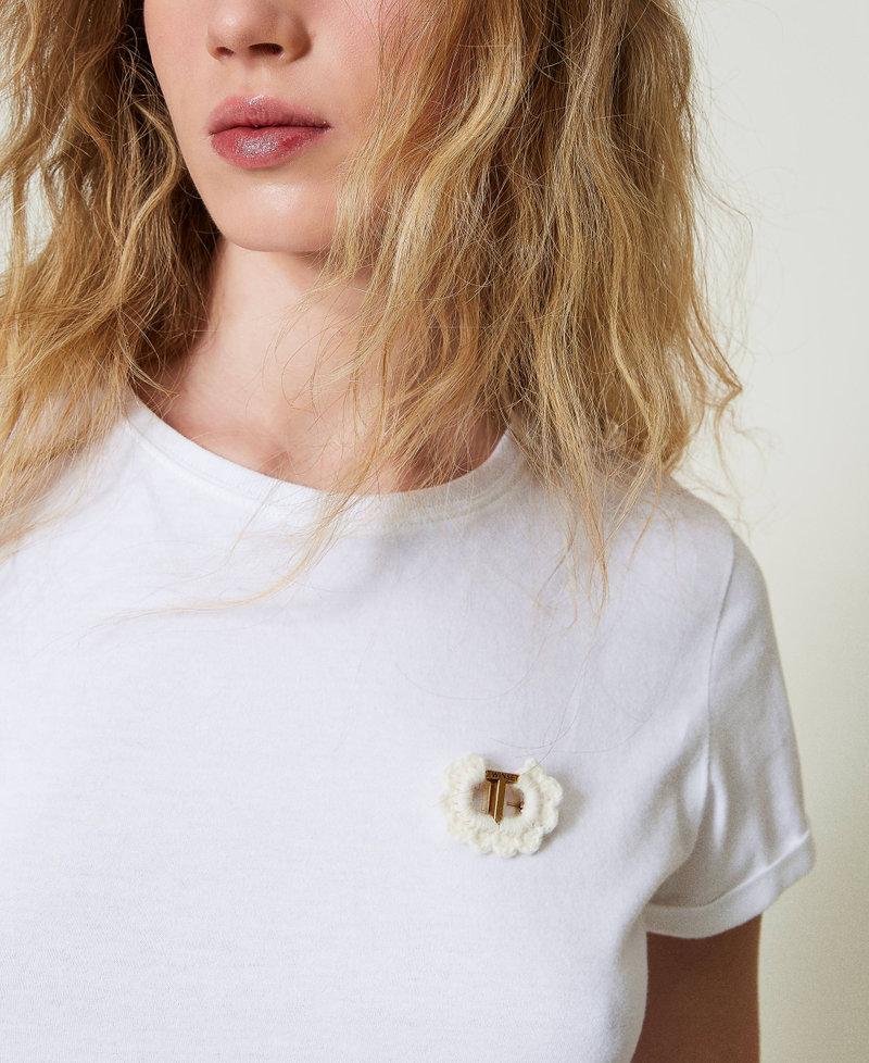 Scee by twin set T-shirt fitted con spilla crochet Hotsell