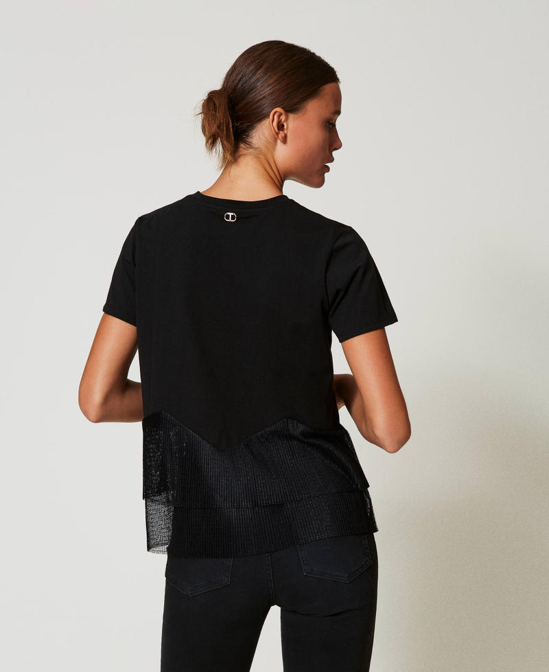 Scee by twin set T-shirt con balze in tulle Vendita Economica