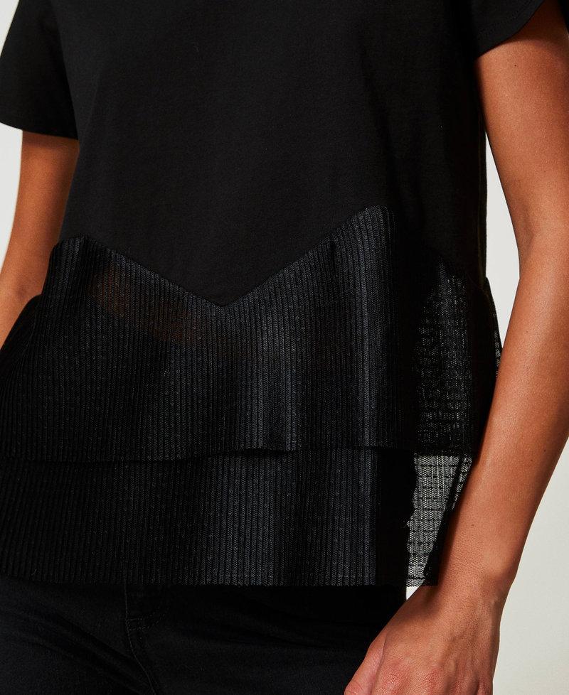Scee by twin set T-shirt con balze in tulle Vendita Economica