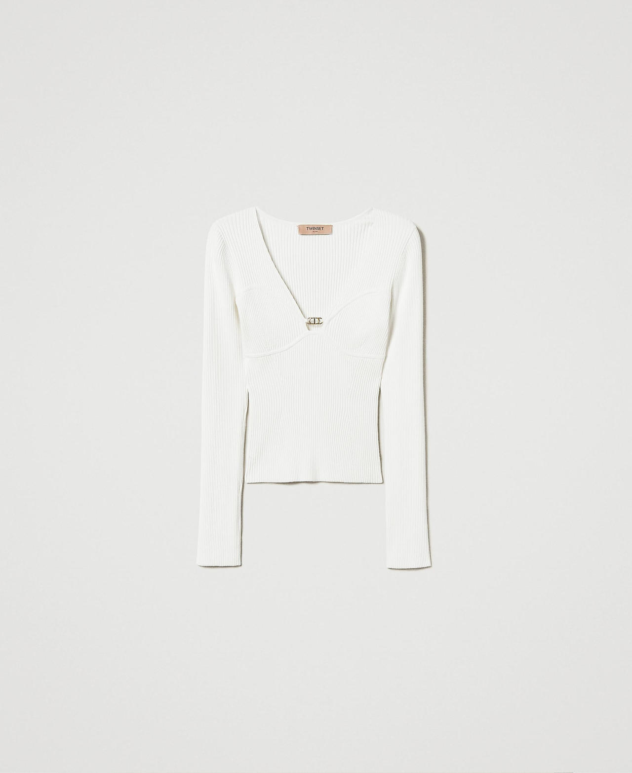 Scee by twin set Maglia fitted con logo Oval T Sconto di tempo limitato