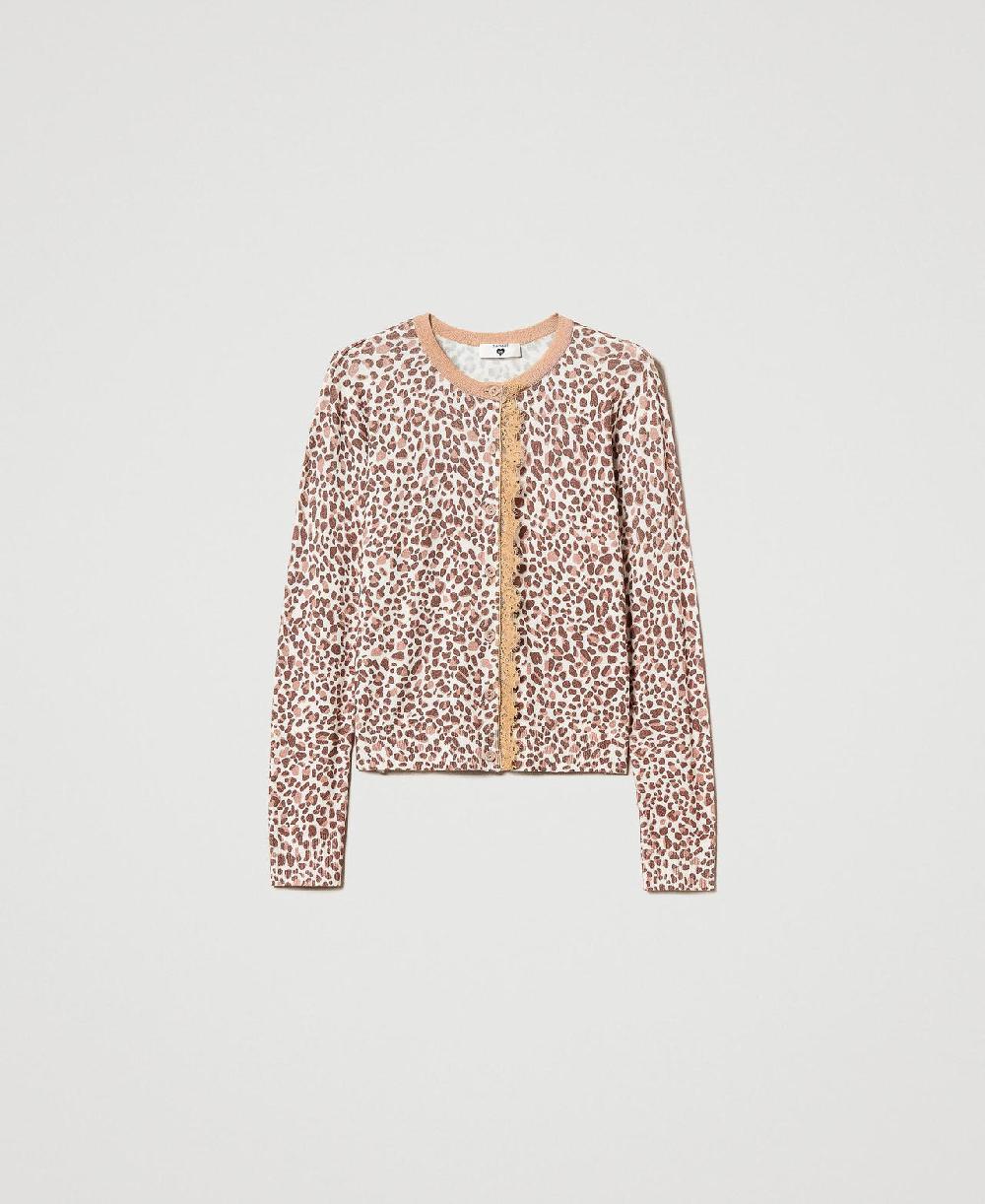 Scee by twin set Cardigan in maglia con stampa e pizzo Negozio online di fabbrica