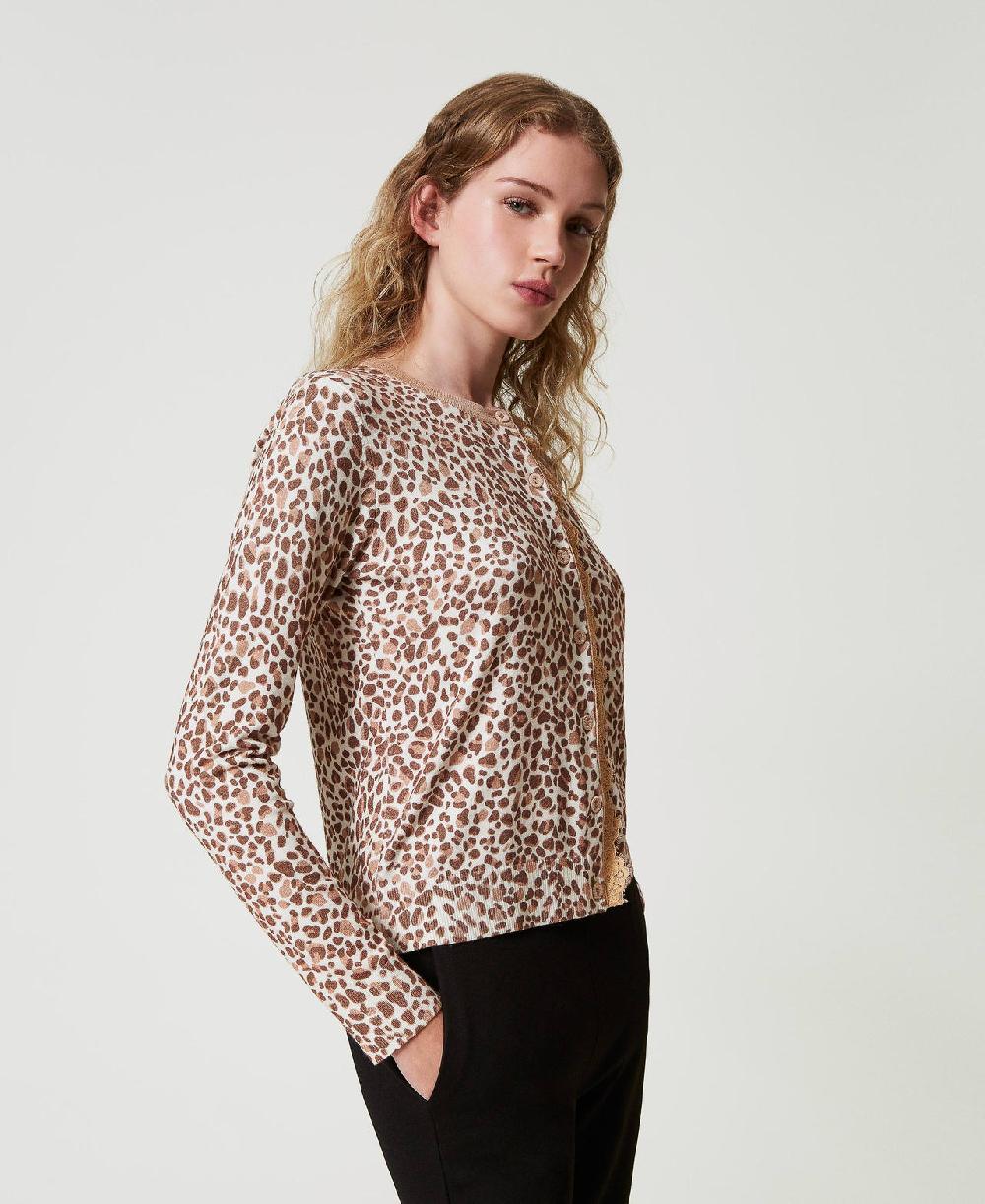 Scee by twin set Cardigan in maglia con stampa e pizzo Negozio online di fabbrica