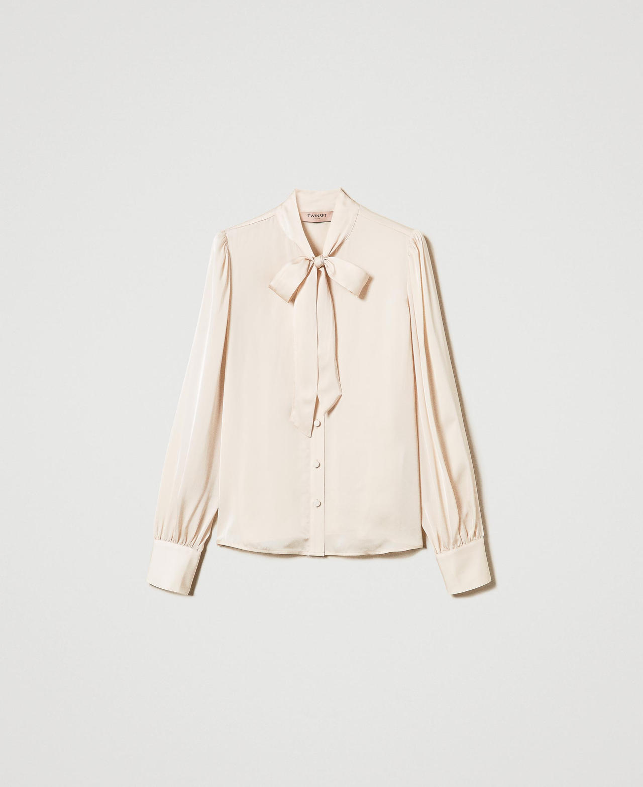 Scee by twin set Camicia in raso con fiocco Prezzo di fabbrica