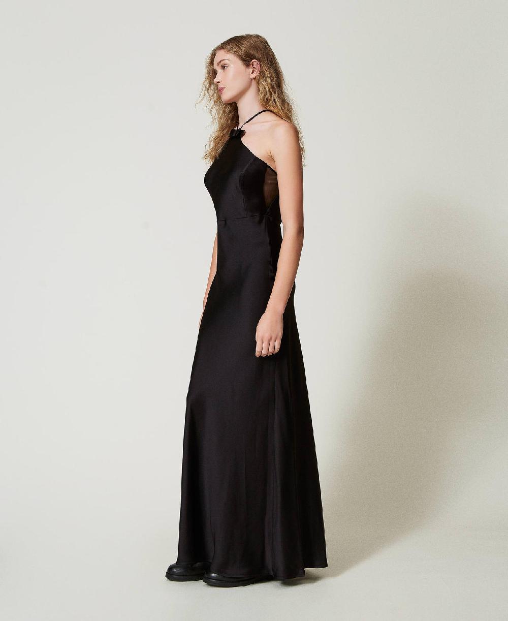Scee by twin set Abito halter lungo in raso Comprare a buon mercato