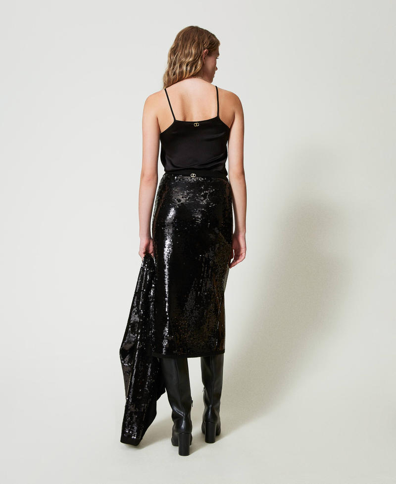Scee by twin set Gonna longuette in maglia full paillettes Grande vendita