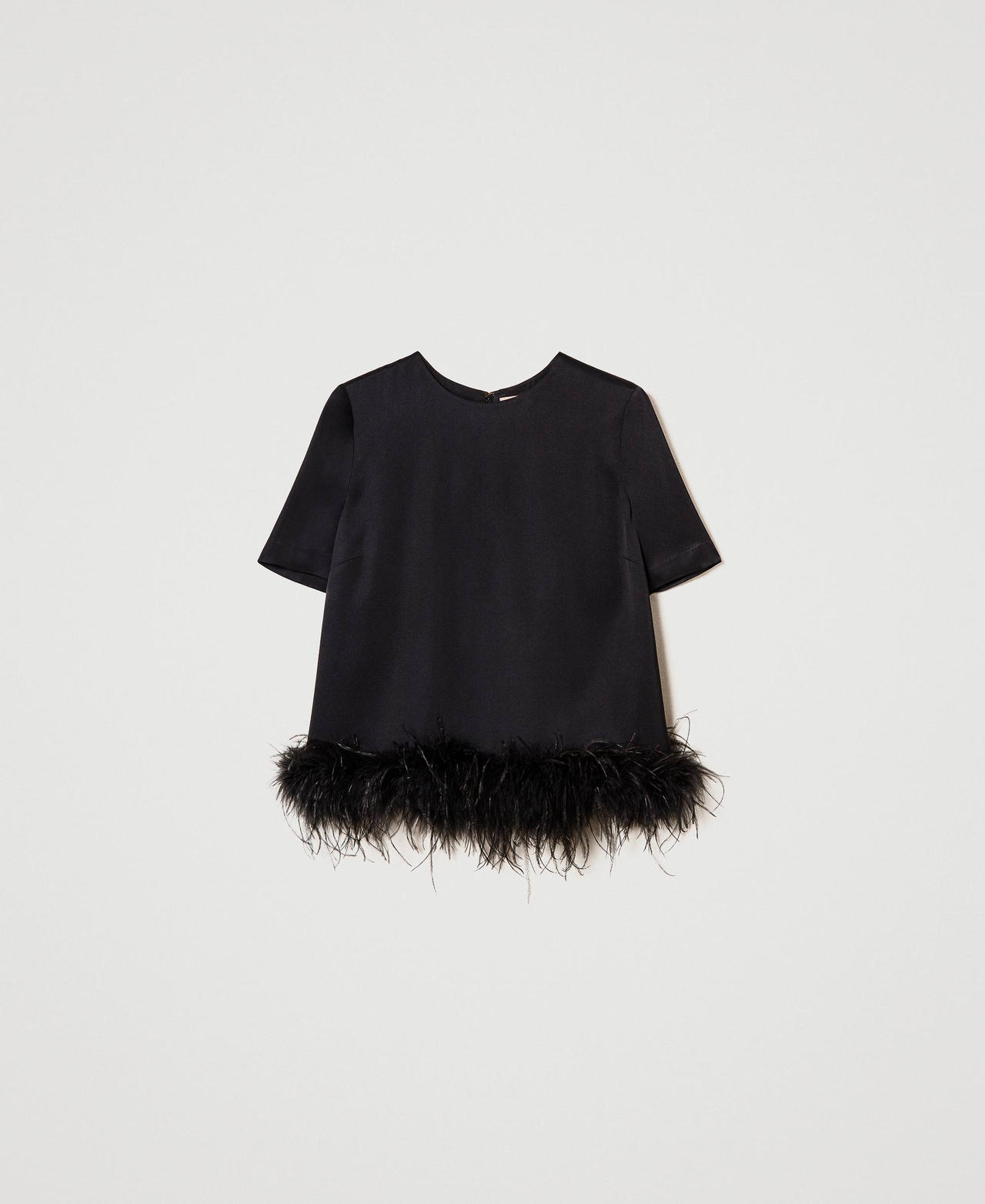 Scee by twin set Blusa in raso con piume Vendite stagionali