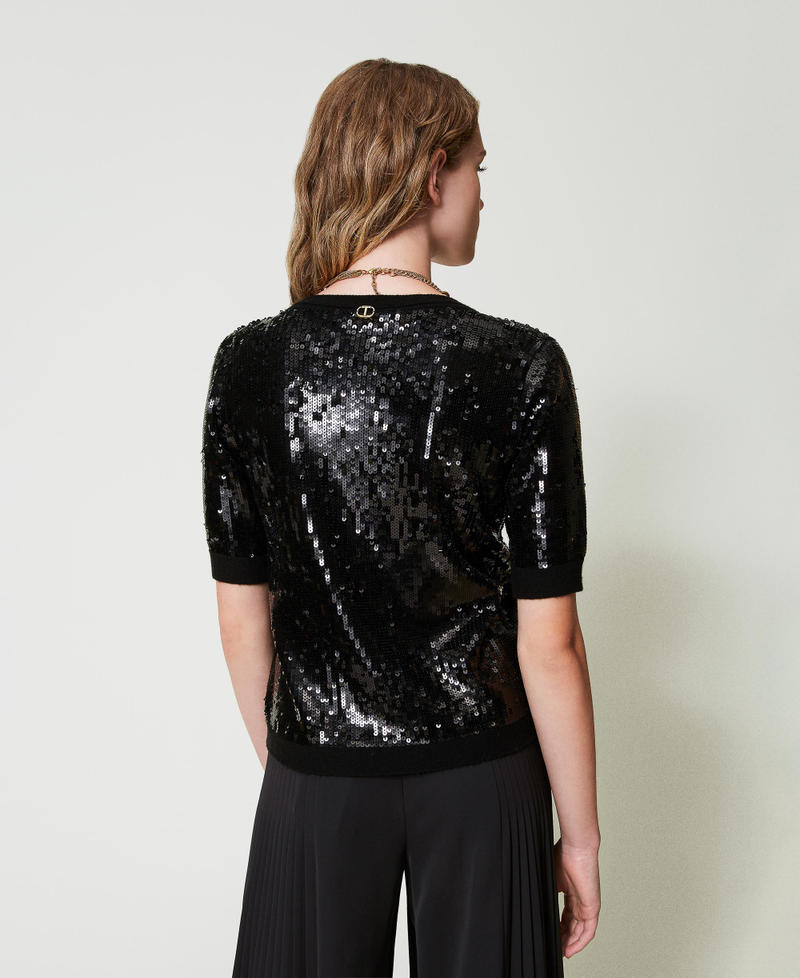 Scee by twin set Maglia con ricamo in full paillettes Black Friday