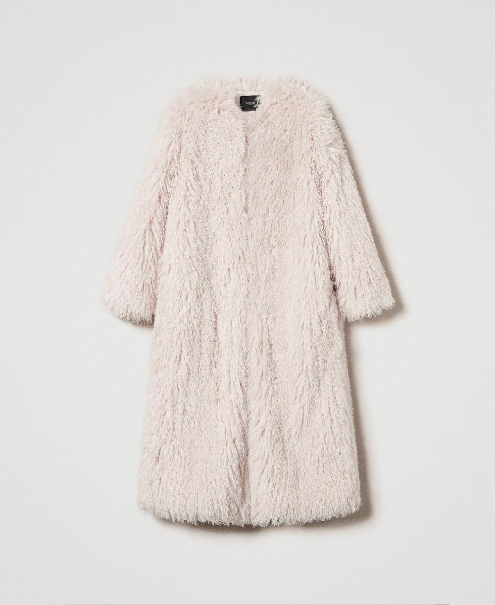 Scee by twin set Cappotto lungo in faux fur Offerta per la Festa della Mamma
