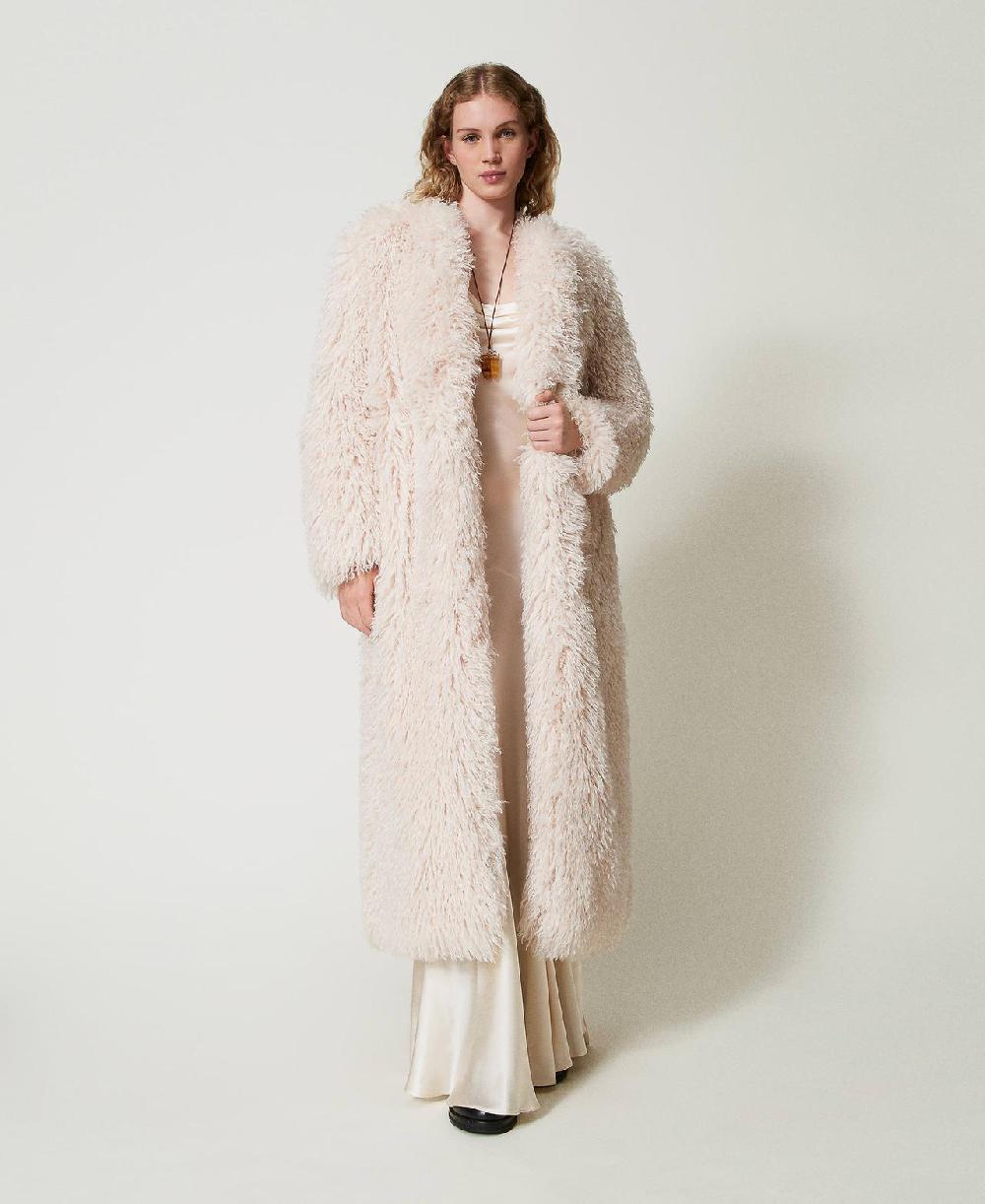Scee by twin set Cappotto lungo in faux fur Offerta per la Festa della Mamma