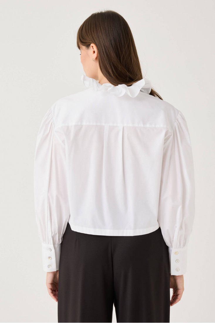 Zanetti 1965 Camicia cropped con volant Vendita Calda