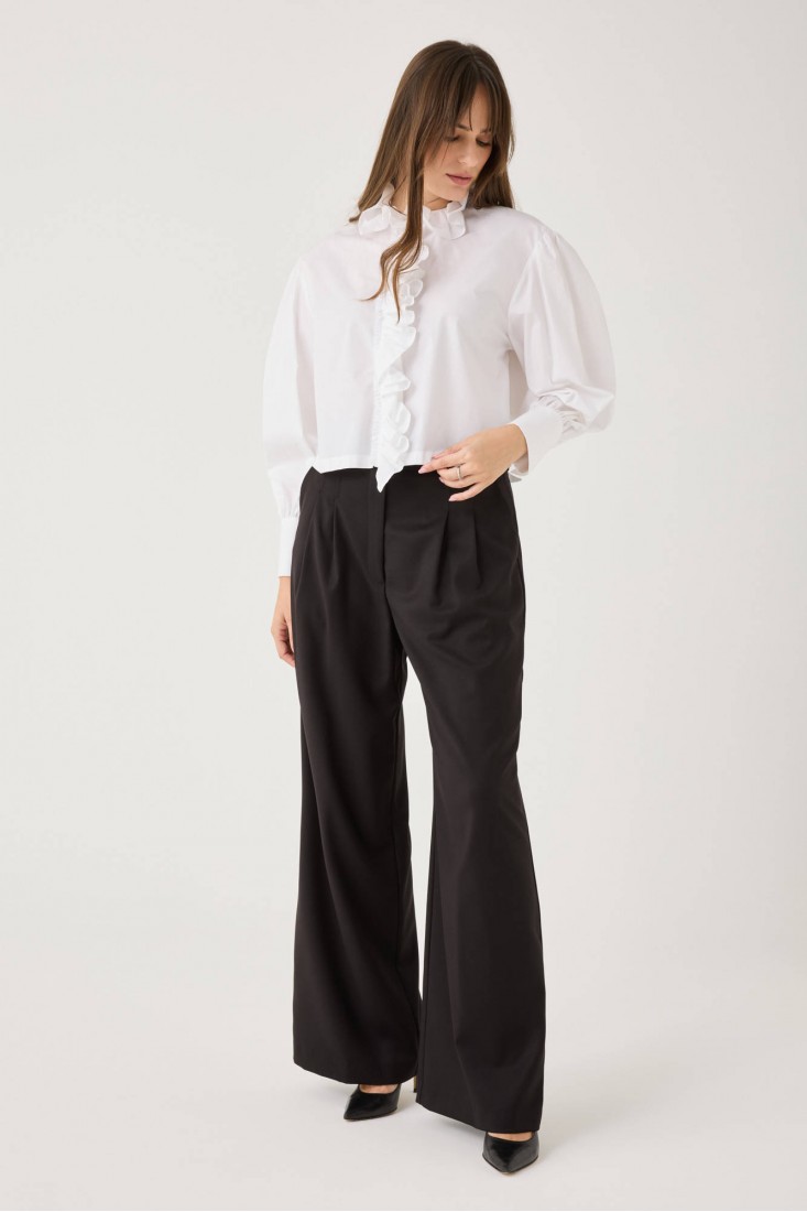 Zanetti 1965 Camicia cropped con volant Vendita Calda